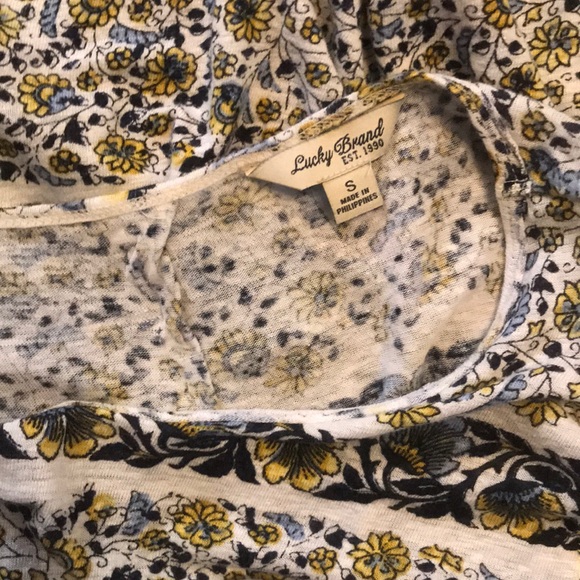 Lucky Brand Floral Button Back Linen T-Shirt Small - Picture 5 of 7